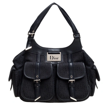 Pre-owned Dior Black Oblique Canvas And Leather Street Chic Tote