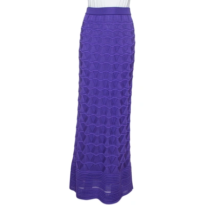 Pre-owned M Missoni Purple Chevron Pointelle Knit Maxi Skirt S