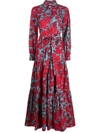 La Doublej Bellini Tie-waist Floral Shirtdress In Lilium Turchese