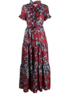 LA DOUBLEJ LONG AND SASSY FLORAL RUFFLE DRESS