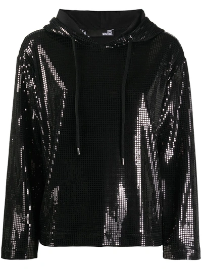 Love Moschino Shimmer Effect Hoodie In Black