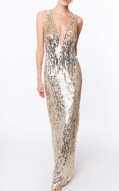 Jenny Packham Rose Finch Bead-embellished Gown In Gold