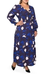 STANDARDS & PRACTICES FLORAL SMOCK WAIST LONG SLEEVE GEORGETTE MAXI DRESS,FD9801547P