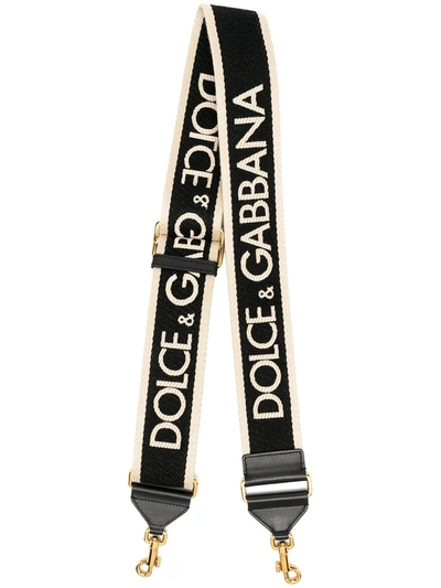 Dolce & Gabbana Logo Print Bag Strap In Black
