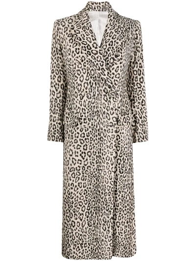 Act N°1 Leopard Print Coat In White