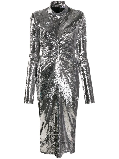 Act N°1 Shimmery Midi Dress In Silver