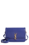 Saint Laurent Medium Solferino Leather Shoulder Bag In Blue