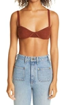 Khaite Eda Knitted Cashmere Bralette In Mahogany