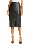 HUGO BOSS VALEDY FAUX LEATHER WRAP FRONT SKIRT,5043733000100