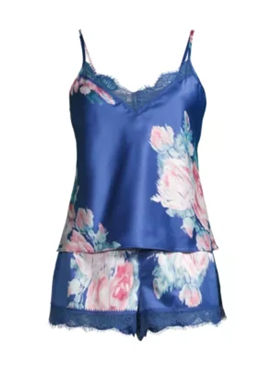 In Bloom Lovely Rita Floral 2-piece Camisol & Shorts Pajama Set In Navy