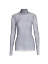 GANNI Printed Mesh Turtleneck Long-Sleeve Top