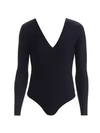 Commando Butter Butter Longsleeve V-neck Bodysuit In Black