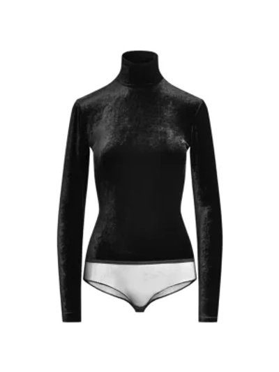 Ralph Lauren Kirsti Velvet Bodysuit In Black
