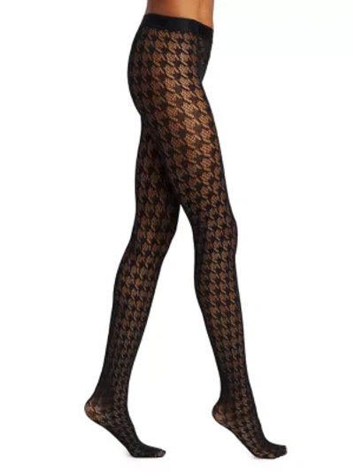 Wolford Dylan Houndstooth Tights In Black