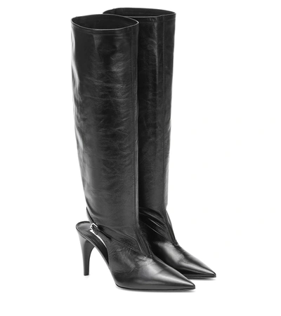 Jil Sander Cut-out Knee-high Leather Boots In Black