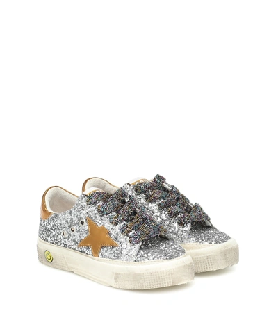 Golden Goose Kids' Super-star Glittery Low-top Trainers In Silver