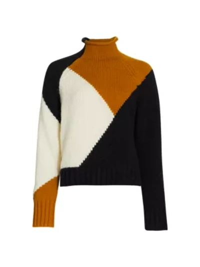 A.l.c Claremont Colorblocked Sweater In Off White Bronze Black