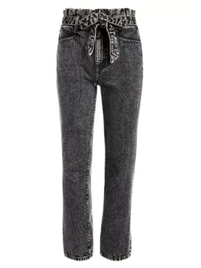 Alice And Olivia Amazing Paperbag Girlfriend Jeans In Acid Black