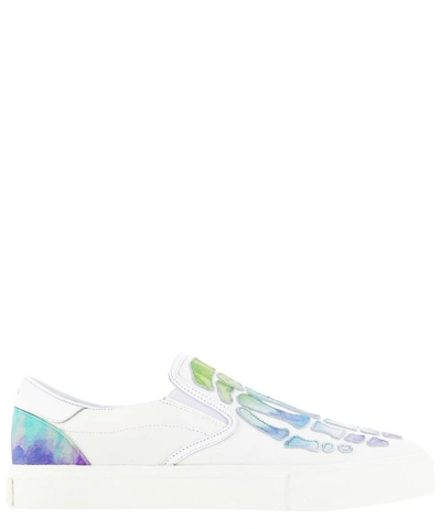 Amiri White Watercolor Skeleton Toe Slip-on Sneakers