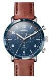 SHINOLA CANFIELD CHRONOGRAPH LEATHER STRAP WATCH, 45MM,S0120195579