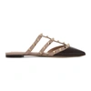 Valentino Garavani Rockstud Patent Leather Slippers In Black