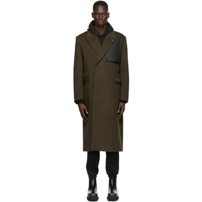 Ader Error Double-breasted Panelled Coat In Khaki