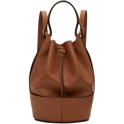 Loewe Balloon Bucket Leather Backpack In Tan