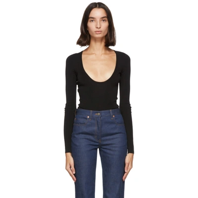 Gucci Scoop-neck Cashmere-blend Bodysuit In Black