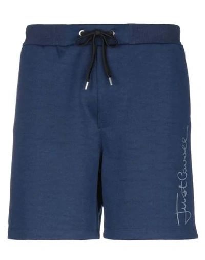 Just Cavalli Man Shorts & Bermuda Shorts Midnight Blue Size S Cotton