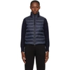 Moncler High-neck Knit-sleeve Padded Down Jacket In Navy