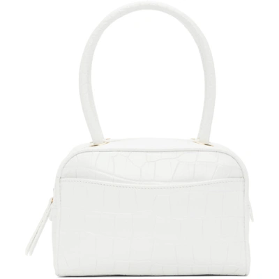 By Far White Croc Martin Top Handle Bag In Wh White