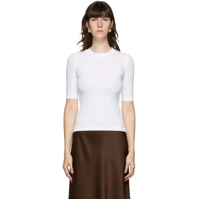 Rosetta Getty White Cropped Sleeve T-shirt