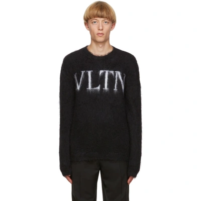 Valentino Vltn Logo Mohair Blend Sweater In Black