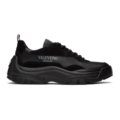 Valentino Garavani Shearling Lined Low-top Trainers In Black