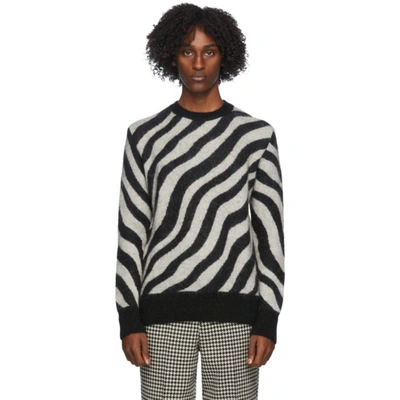 Ami Alexandre Mattiussi Mohair Zebra Stripe Crew Neck Sweater In Black
