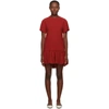 RED VALENTINO RED SATIN RUFFLE T-SHIRT DRESS