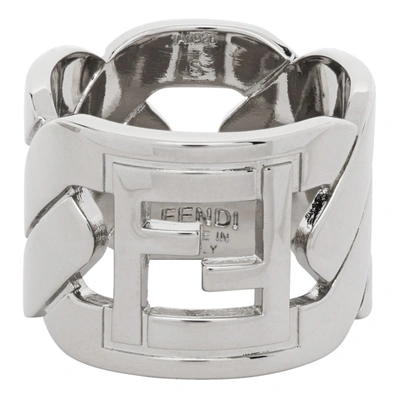 Fendi Ff Motif Band Ring In Silver