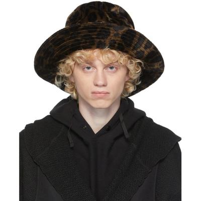 Engineered Garments Brown Velvet Leopard Dome Hat In Wp015 Dkbro