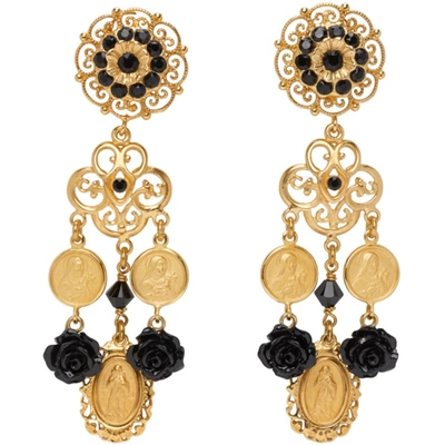 Dolce & Gabbana Rose And Medallion Gold-plated Clip Earrings