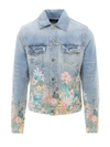 AMIRI AMIRI FLORAL LEAF TRUCKER DENIM JACKET