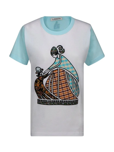 Lanvin Patchwork Mother And Child T-shirt In White Cotton In Blue