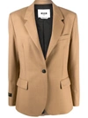 Msgm Single-breasted Blazer In Brown