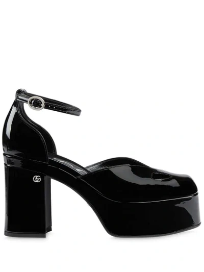 Gucci Marvin Cutout Patent-leather Platform Pumps In Black