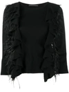 ALBERTA FERRETTI FEATHER-TRIMMED WOOL JUMPER