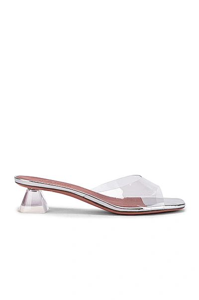 Amina Muaddi Lupita 40 Plexi Sandal In Transparent & Silver Mirror