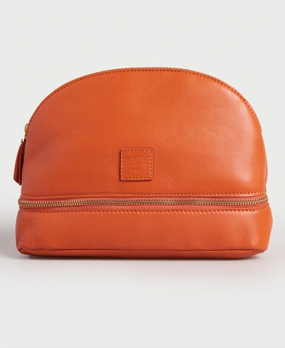 Superdry Leather Make Up Bag In Orange