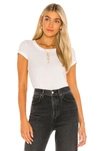 L Agence Cory Scoop Neck Tee In White