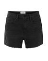 Frame Le Grand Garcon Frayed Denim Shorts In Black