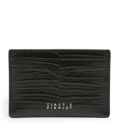 Claudie Pierlot Lizard-embossed Leather Card Holder In Black