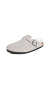 Birkenstock Boston Shearling Clogs In Stone Coin